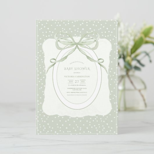 Speelse Stippen Vintage Baby Shower Kaart (Staand voorkant)