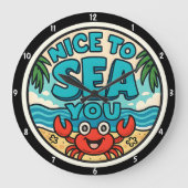 Speelse strand-thema levendige kleuren Zee Motief Grote Klok (Voorkant)