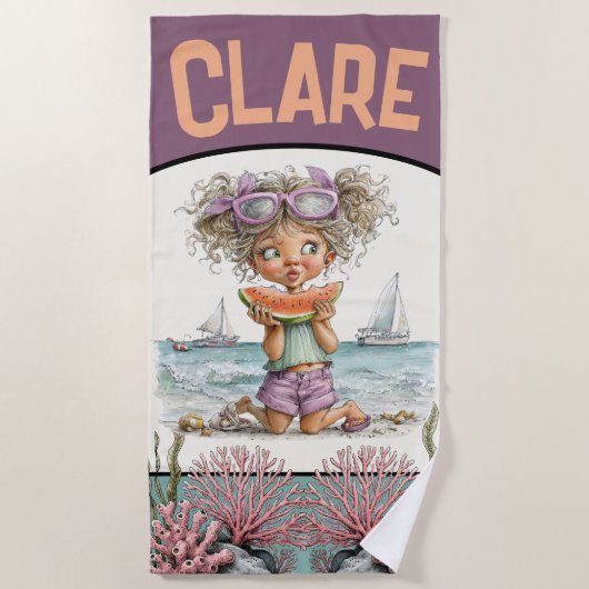 Speelse strandhanddoek met watermeloen-lievend kin strandlaken (Voorkant)