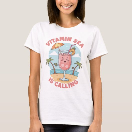 Speelse Strandvakantie Vector Art T-shirt (Voorkant)
