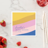 Speelse Strepen Blauw Geel Aangepaste Bruiloftsdou Servet (Insitu)