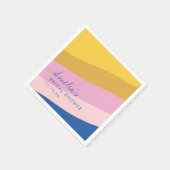 Speelse Strepen Blauw Geel Bruiloftsshower  Servet (Hoek)