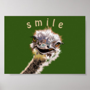 Speelse Struisvogel Poster - Glimlach - Jouw Kleur