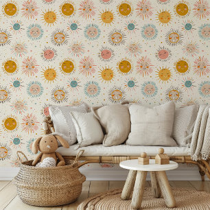 Speelse Sun Faces Peel & Stick Wallpaper Behang