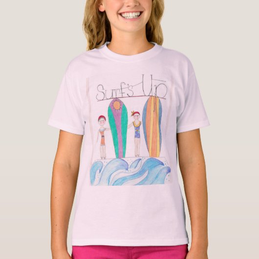 Speelse Surfs Up T-shirt voor kinderen (Voorkant)