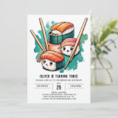Speelse Sushi Rolls verjaardag Kaart (Staand voorkant)