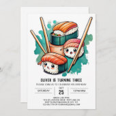 Speelse Sushi Rolls verjaardag Kaart (Voorkant / Achterkant)