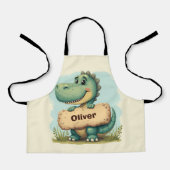 Speelse T-Rex met stenen naam bord Schort (Voorkant)