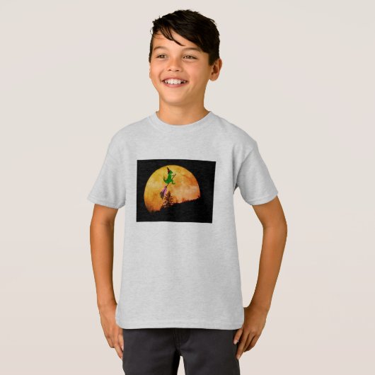 Speelse T-Rex Witch Halloween T-shirt | Grappige K (Voorkant volledig)
