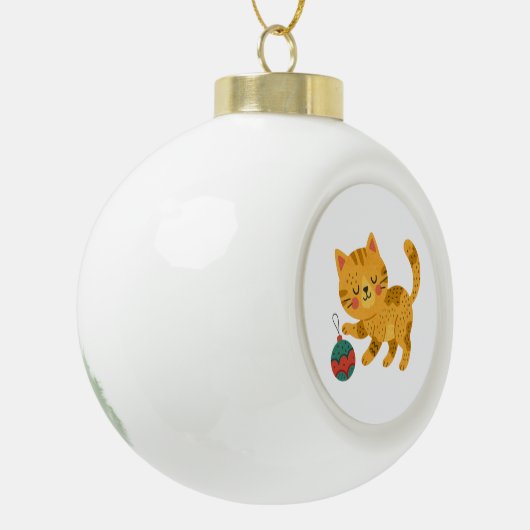 Speelse Tabby Kat Kerst Ornament (Links)