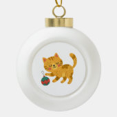 Speelse Tabby Kat Kerst Ornament (Voorkant)