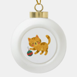 Speelse Tabby Kat Kerst Ornament