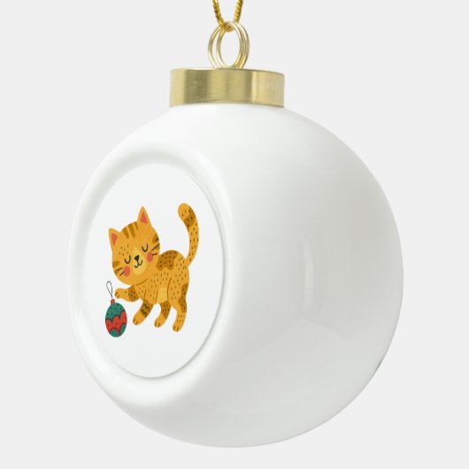 Speelse Tabby Kat Kerst Ornament (Rechts)