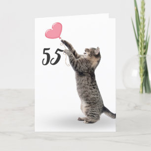 Speelse tabby kat voor 55e verjaardag kaart