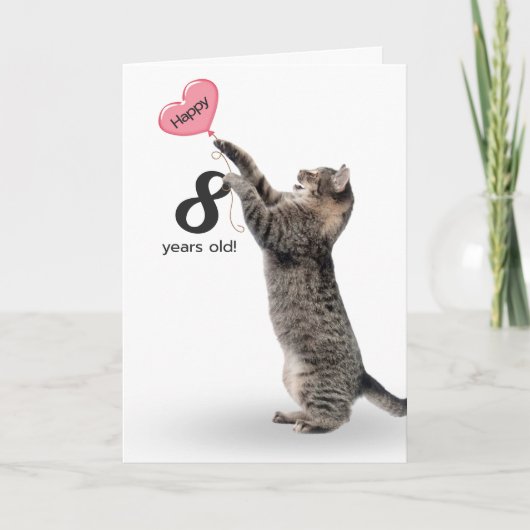 speelse tabby kat voor 8e verjaardagskaart kaart (Voorkant)
