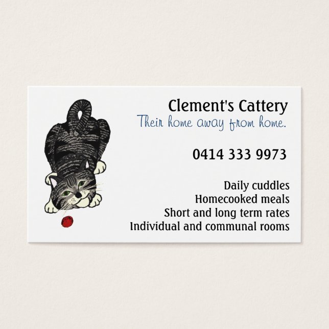 Speelse Tabby Kitten Visitekaartjes (Voorkant)