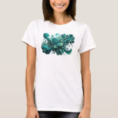 Speelse Teal ABSTRACTE KUNST Statement T-shirt (Voorkant)