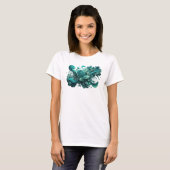 Speelse Teal ABSTRACTE KUNST Statement T-shirt (Voorkant volledig)