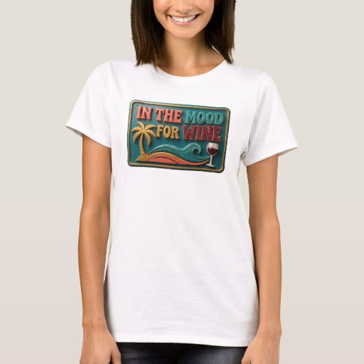 Speelse Teal IN DE STEMMING VOOR WIJN Tekst Ontwer T-shirt (Voorkant)