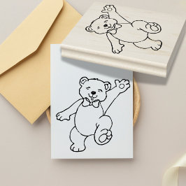 Speelse Teddy Bear Rubber Stamp Rubberstempel