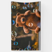 Speelse teddybeer en bubbels Buitenspelletjes Spandoek (Verticaal)