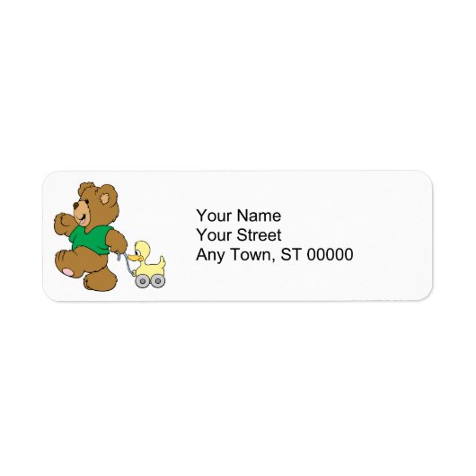 speelse teddybeer met speelgoed ducky etiket (Voorkant)