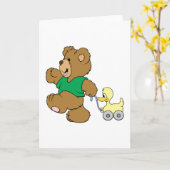 speelse teddybeer met speelgoed ducky kaart (Gele Bloem)