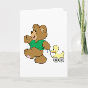 speelse teddybeer met speelgoed ducky kaart