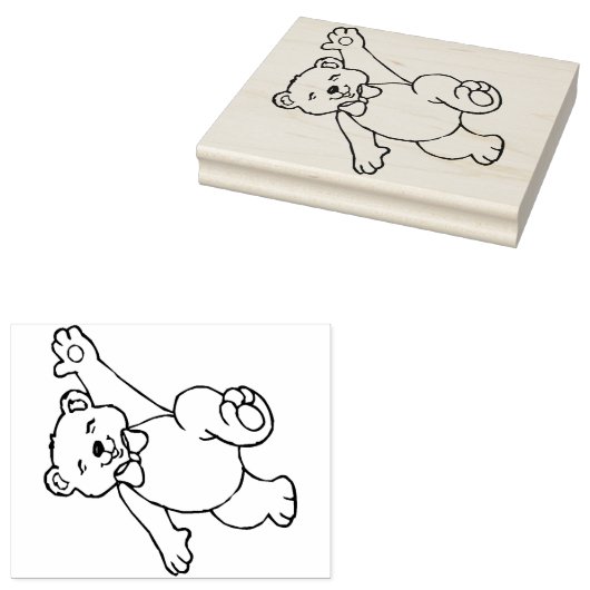 Speelse teddybeer rubberen stempel (Gestempeld)
