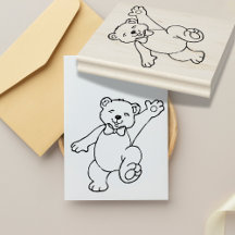Speelse teddybeer rubberen stempel