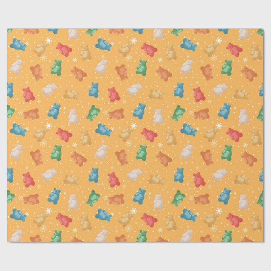 Speelse Teddyberen en Snowflakes Wrapping Pape Cadeaupapier (Vlak)