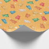 Speelse Teddyberen en Snowflakes Wrapping Pape Cadeaupapier (Hoek)