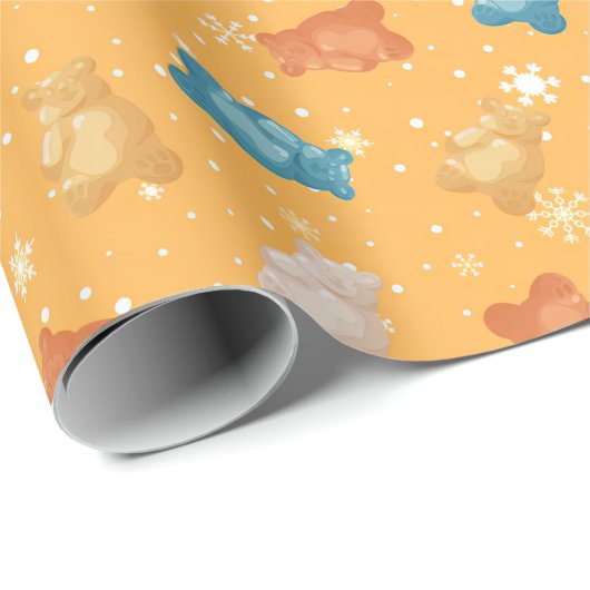 Speelse Teddyberen en Snowflakes Wrapping Pape Cadeaupapier (Rol Hoek)