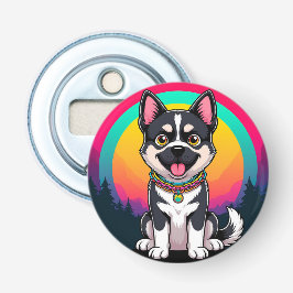 Speelse tekenfilmhond button flesopener