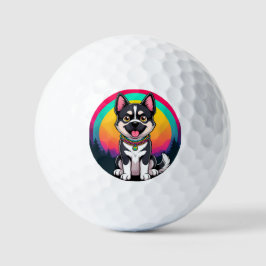 Speelse tekenfilmhond golfballen