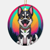 Speelse tekenfilmhond keramisch ornament (Links)