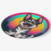 Speelse tekenfilmhond papieren bordje (Gekanteld)