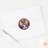 Speelse tekenfilmhond ronde sticker (Envelop)