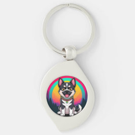 Speelse tekenfilmhond sleutelhanger