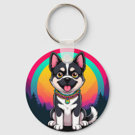 Speelse tekenfilmhond sleutelhanger