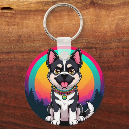 Speelse tekenfilmhond sleutelhanger (Achterkant)