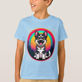 Speelse tekenfilmhond t-shirt