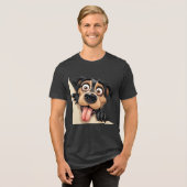Speelse tekenfilmhond Tri-Blend shirt (Voorkant volledig)