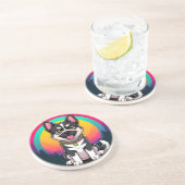 Speelse tekenfilmhond zandsteen onderzetter (Zijkant)