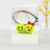 Speelse Tennis Liefde Kaart (Gele Bloem)