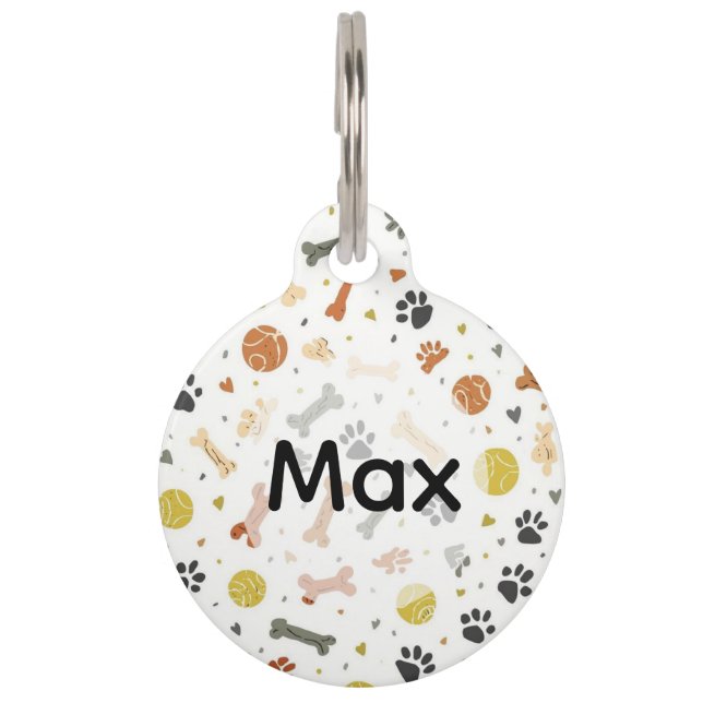 Speelse Terracotta & Sage Honden ID Tag Huisdierpenning (Voorkant)