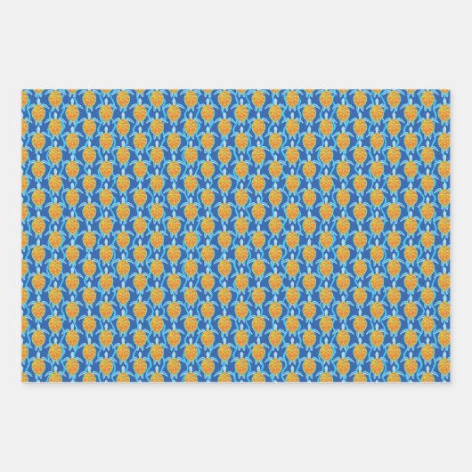 Speelse Tropische Zee Schildpad Roze Blauw en Groe Inpakpapier Vel (Voorkant 2)