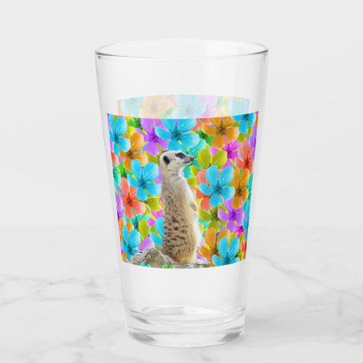 Speelse tuin: Meerkat te midden van driekleurige b Glas (Achterkant)