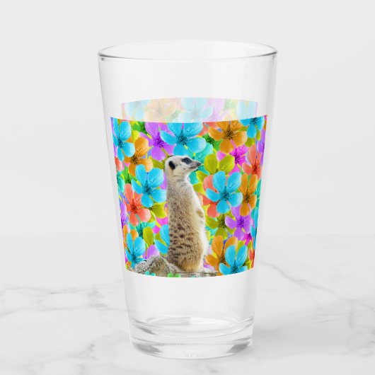 Speelse tuin: Meerkat te midden van driekleurige b Glas (Voorkant)