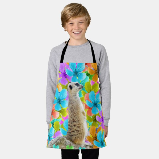 Speelse tuin: Meerkat te midden van driekleurige b Schort (Gedragen)